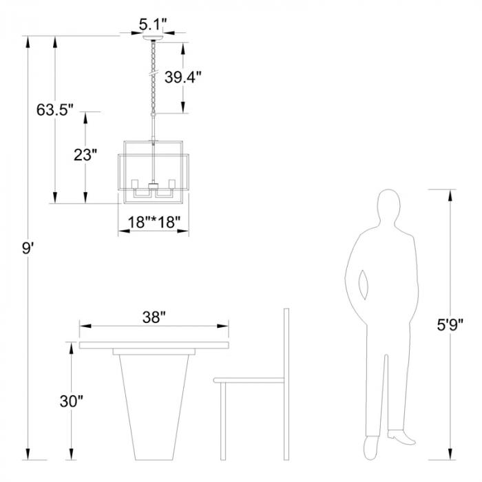 Worton 4 - Light Lantern Square Chandelier(18") - Image 10