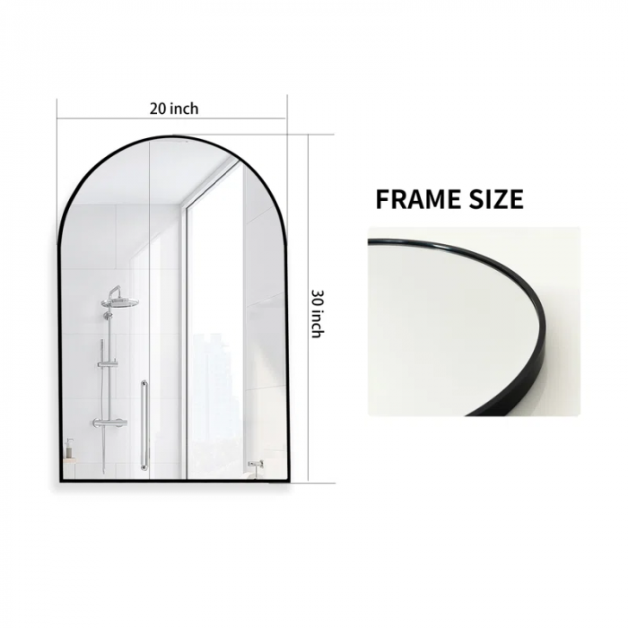 Lilaram Aluminium Alloy Frame Wall Mounted Arch Bathroom / Vanity Mirror - Image 3