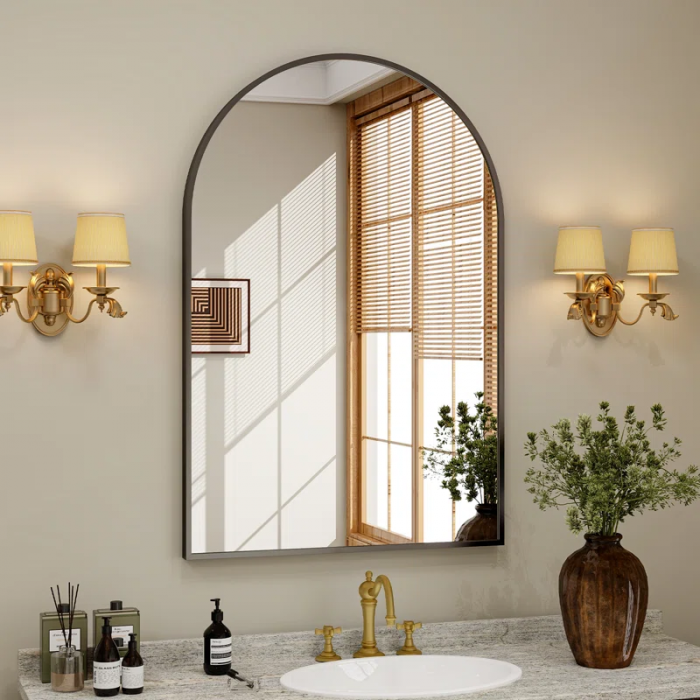 Lilaram Aluminium Alloy Frame Wall Mounted Arch Bathroom / Vanity Mirror - Image 4
