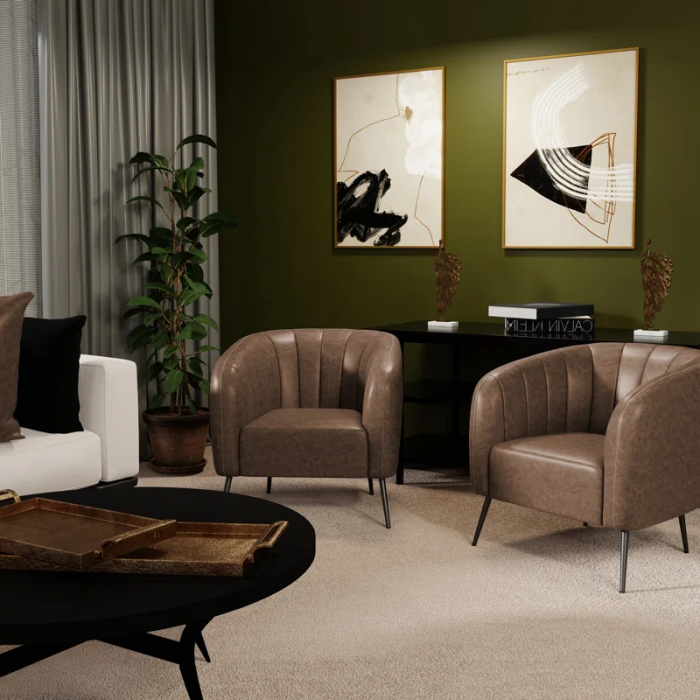 Samouri Modern Channel Tufted Barrel Accent Chair - Image 7