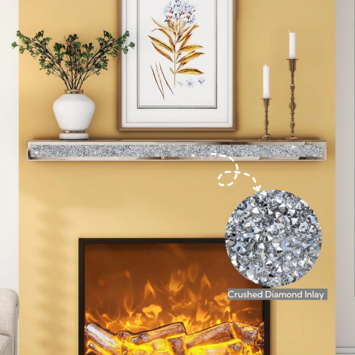 Aldobrando Crystal Glass Fireplace Shelf Floating Mantel - Image 7