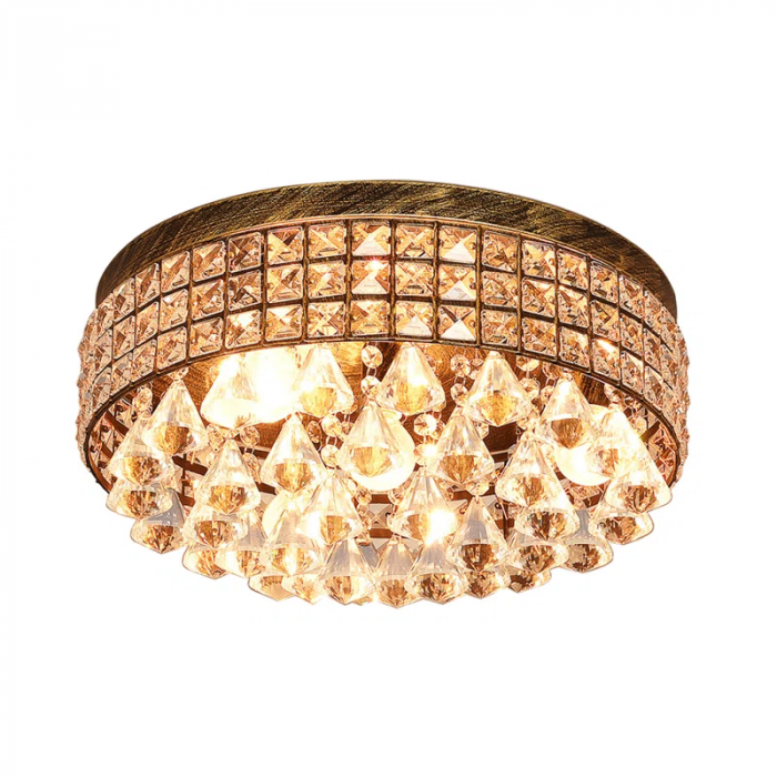 Theodora 4 - Light 15'' Unique / Statement Drum Flush Mount with Crystal Accents - Image 2