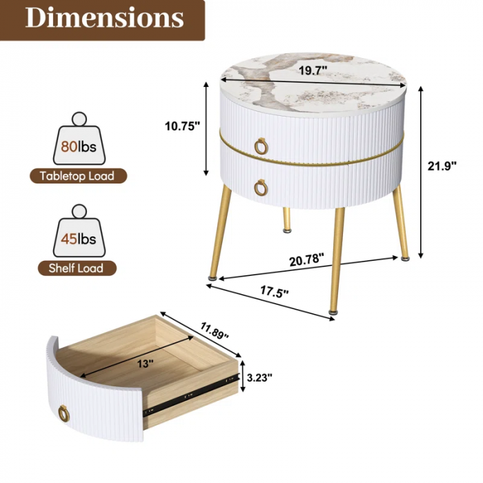 Midwest 21.85'' Tall 2 - Drawer End Table - Image 5