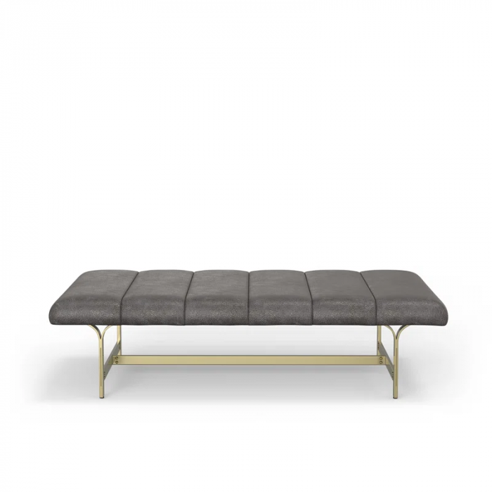 Lorinda Upholstered Vegan Leather Coffee Table with Metal Base