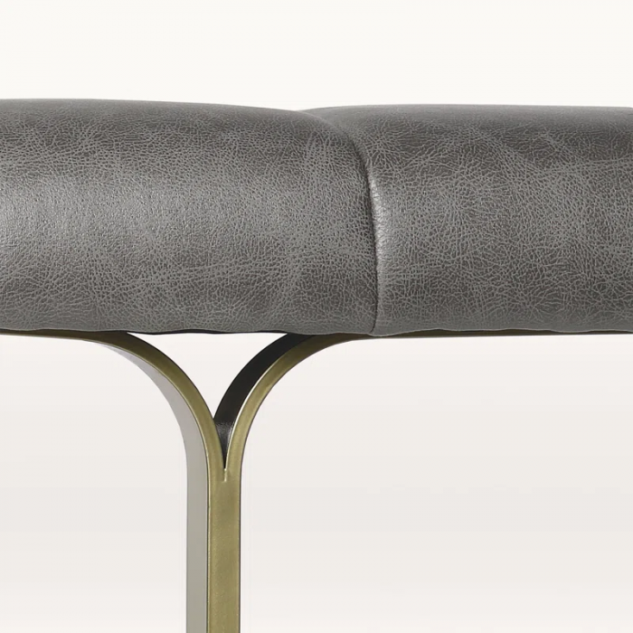 Lorinda Upholstered Vegan Leather Coffee Table with Metal Base - Image 4