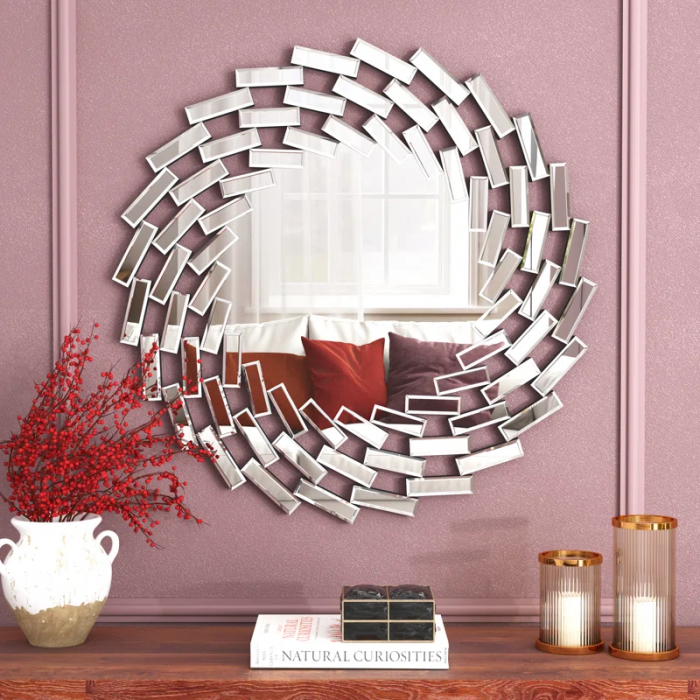 Freelon Sunburst Glass round Wall Mirror - Image 2
