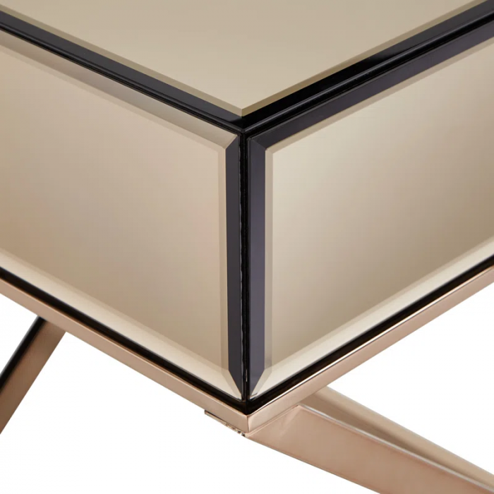 Nyasha Mirrored Glass Top End Table with Storage - Image 10