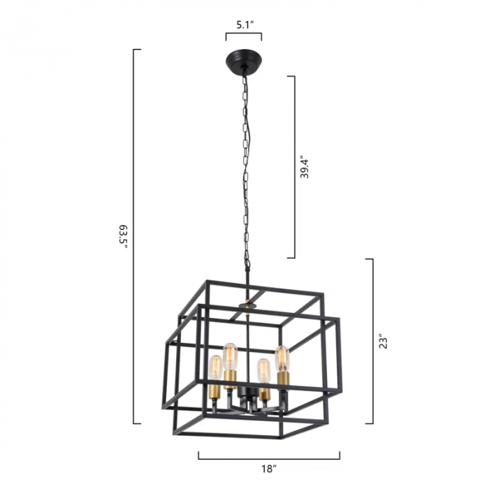 Worton 4 - Light Lantern Square Chandelier(18") - Image 5