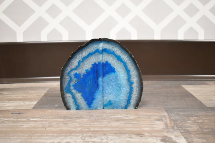 Evelynn Non-Skid Teal Agate Bookends - Image 2