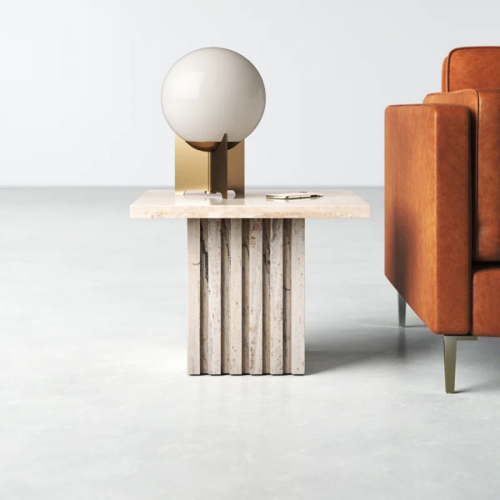 Pristina Tall Square Marble Accent Table - Image 4