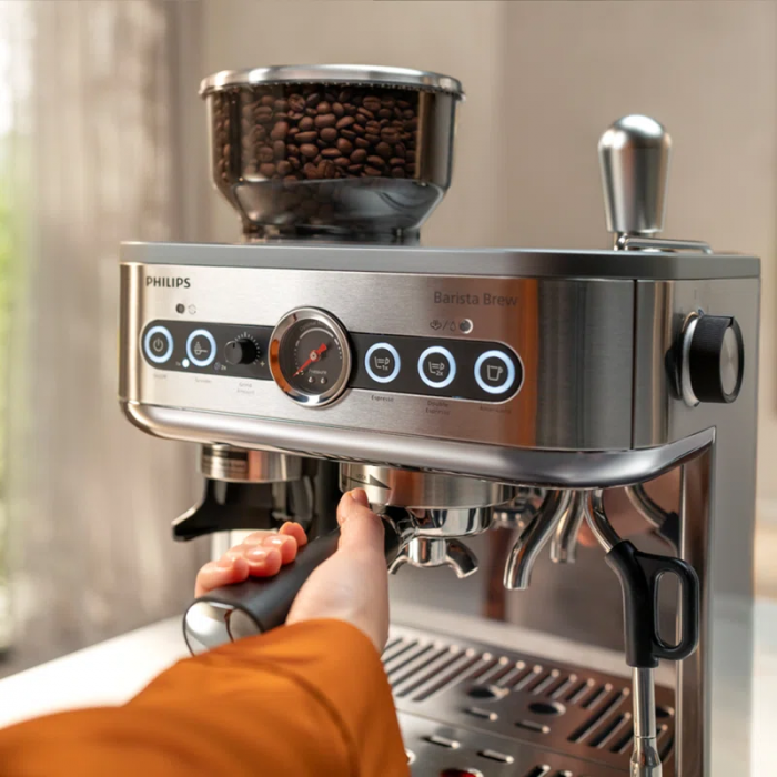 Barista Brew Semi-Automatic Espresso Machine with Frother, 280Gr Dual Bean Container - Image 7