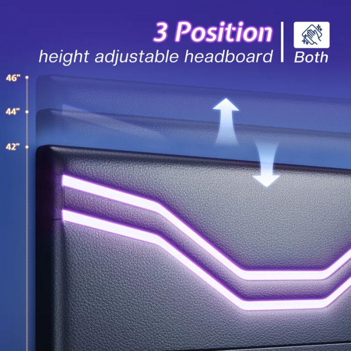 Storage Platform Bed with Adjustable Headboard and LED Lights - Image 8