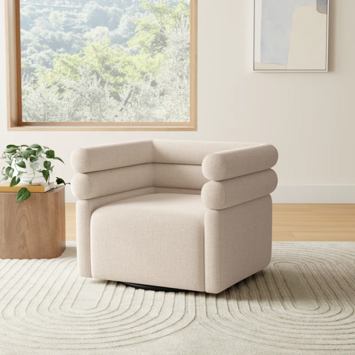 Arve Upholstered Swivel Armchair - Image 3