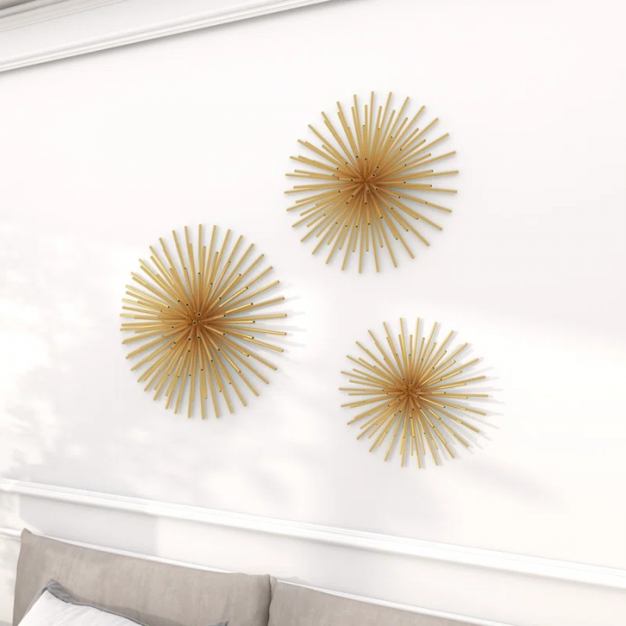 3 Piece Metal 3D Starburst Wall Decor Set 16", 20", 24"W - Image 4