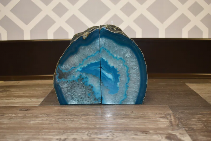 Evelynn Non-Skid Teal Agate Bookends - Image 5