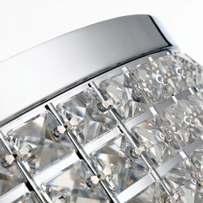 Theodora 4 - Light 15'' Unique / Statement Drum Flush Mount with Crystal Accents - Image 6