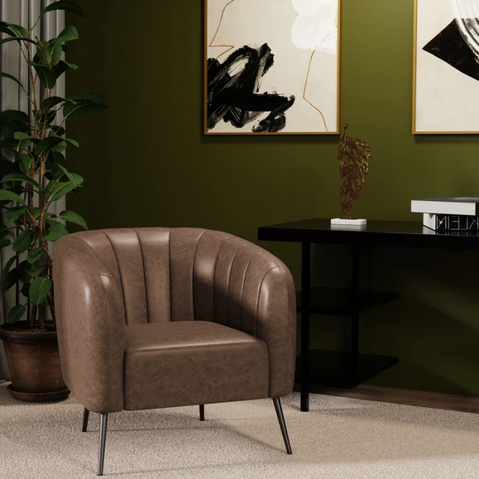 Samouri Modern Channel Tufted Barrel Accent Chair - Image 11