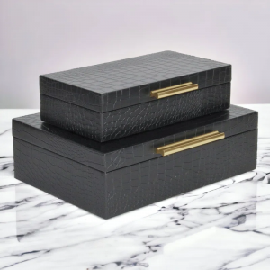 Rebeka 2 Piece Faux Leather Decorative Box Set