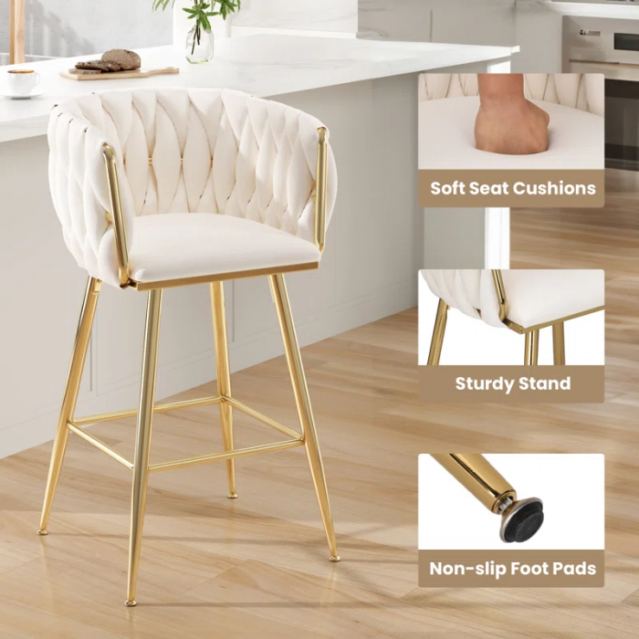 Kristyn Upholstered 25.6'' Counter Stool with Metal Frame - Image 12