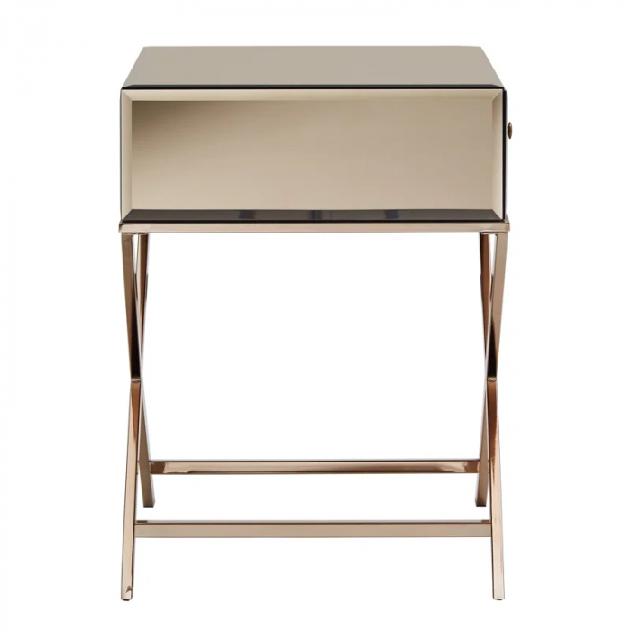 Nyasha Mirrored Glass Top End Table with Storage - Image 9