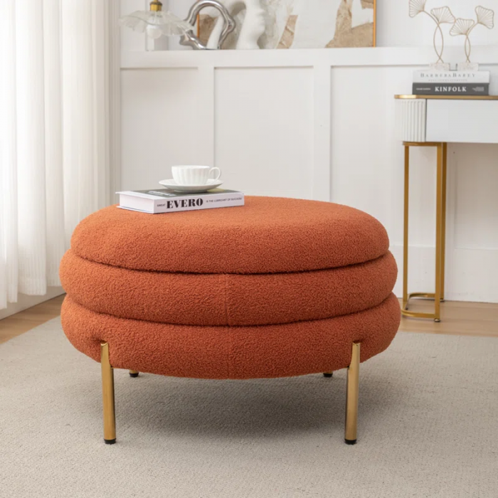Lytham Upholstered round Storage Ottoman - Image 6