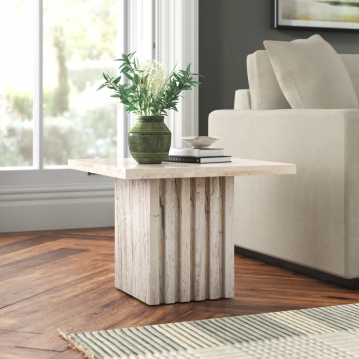 Pristina Tall Square Marble Accent Table - Image 5