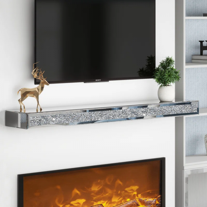 Aldobrando Crystal Glass Fireplace Shelf Floating Mantel - Image 2