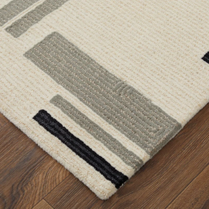 Nya Architectural Mid-Century Modern, Ivory / Black, 5' X 8' Area Rug