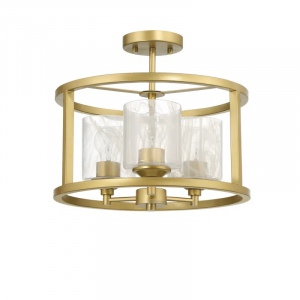 Melstone 3 - Light Kitchen Steel Dimmable Glass Semi Flush Mount