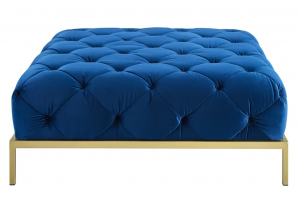 Zermeno 41.73" Wide Velvet Tufted Square Cocktail Ottoman with Gold-Finished Metal Legs