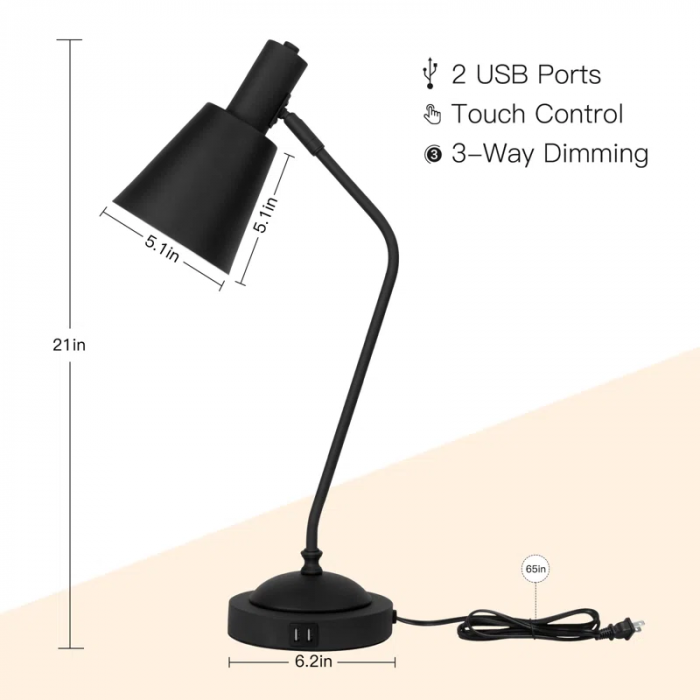 Dimmable Table Lamp with Usb and Touch Control - Image 6