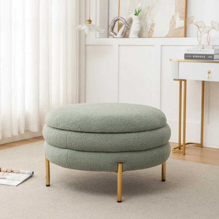 Lytham Upholstered round Storage Ottoman - Image 7