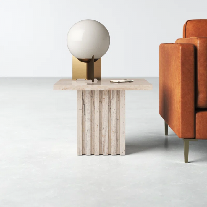 Pristina Tall Square Marble Accent Table - Image 3