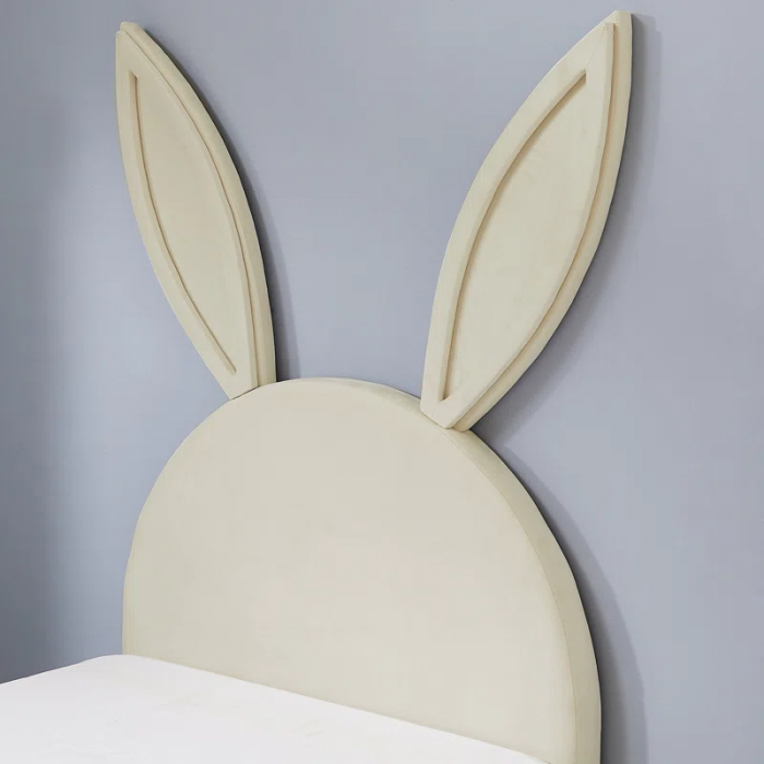 Cimahi Upholstered Twin Daybed Frame for Kids, Twin Platform Bed with Carton Ears Shaped Headboard, Wood - Image 6