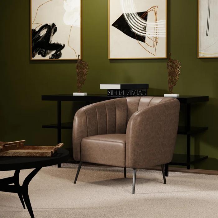 Samouri Modern Channel Tufted Barrel Accent Chair - Image 10