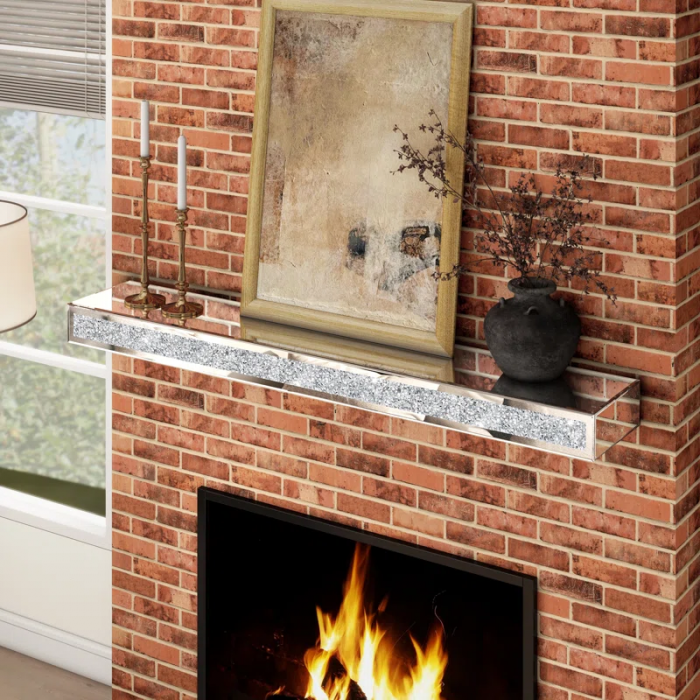 Aldobrando Crystal Glass Fireplace Shelf Floating Mantel - Image 5