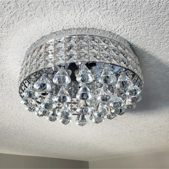 Theodora 4 - Light 15'' Unique / Statement Drum Flush Mount with Crystal Accents - Image 9