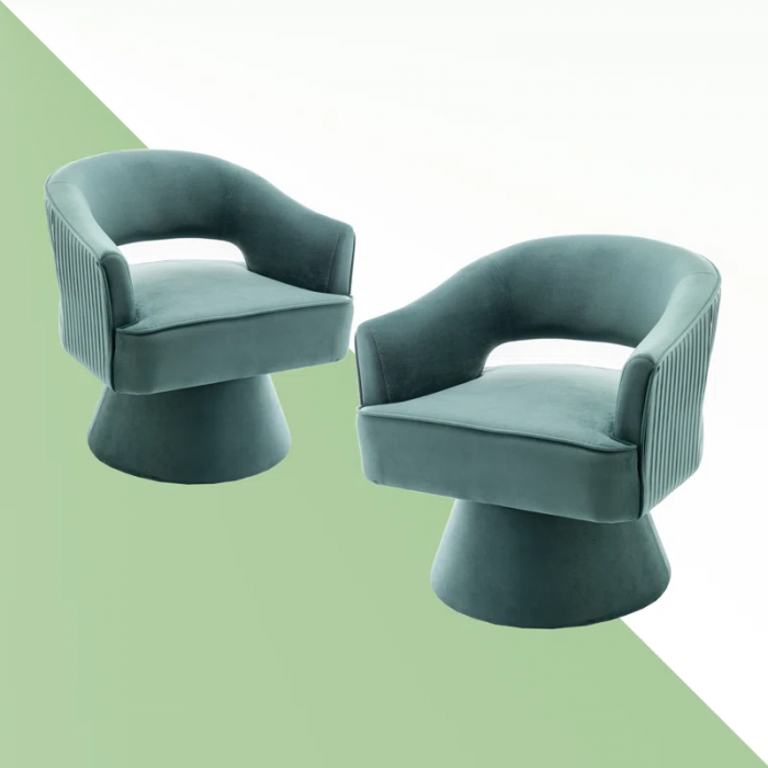 Chynna Velvet Swivel Barrel Chair - Image 5