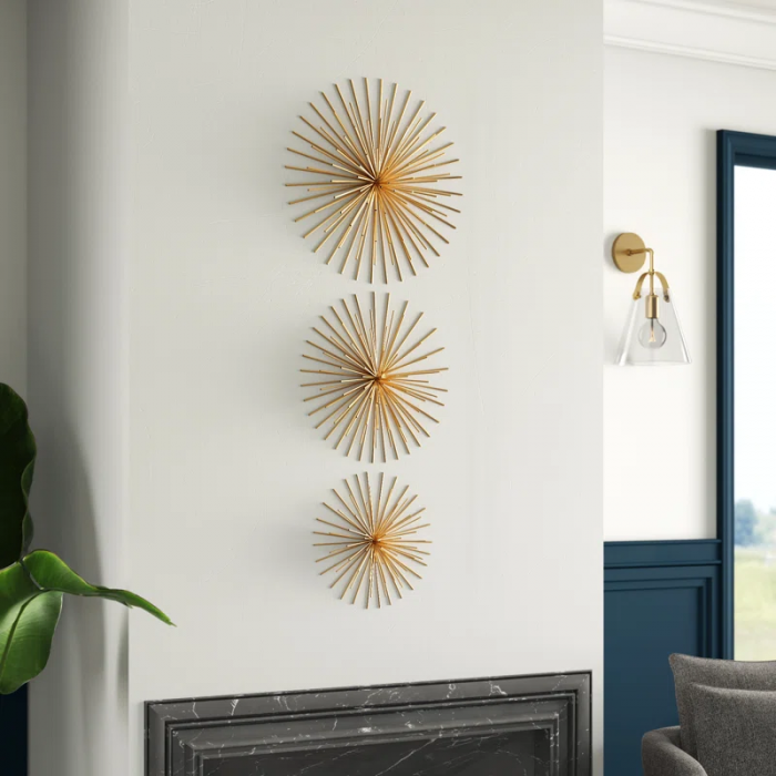 3 Piece Metal 3D Starburst Wall Decor Set 16", 20", 24"W - Image 3
