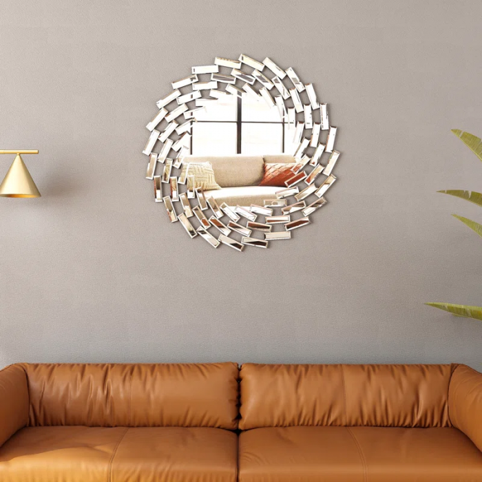 Freelon Sunburst Glass round Wall Mirror - Image 3