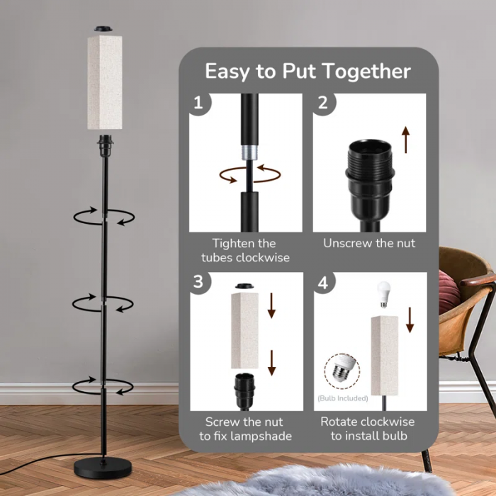 Osblek 65'' Traditional Floor Lamp with Remote Control and Bulb Included - Image 8