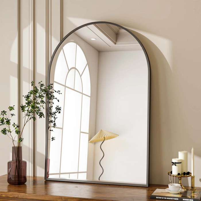Lilaram Aluminium Alloy Frame Wall Mounted Arch Bathroom / Vanity Mirror
