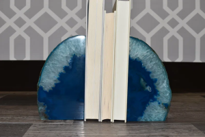 Evelynn Non-Skid Teal Agate Bookends