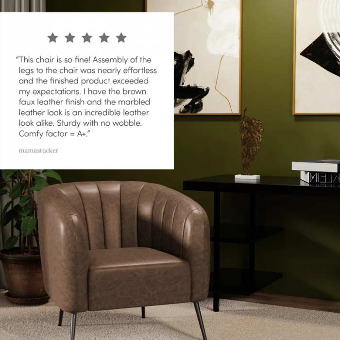 Samouri Modern Channel Tufted Barrel Accent Chair - Image 12