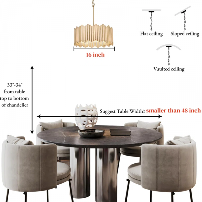 Atchison 4 - Light 16“ Width Dimmable Drum Chandelier UL Certified - Image 4