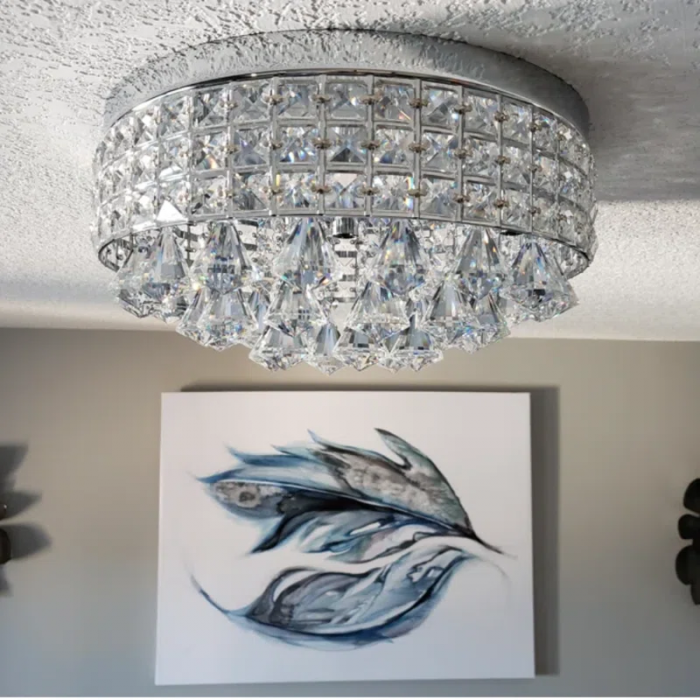 Theodora 4 - Light 15'' Unique / Statement Drum Flush Mount with Crystal Accents - Image 5