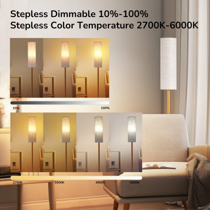 Smathering 65'' Traditional Floor Lamp with Remote Control and Bulb Included - Image 9