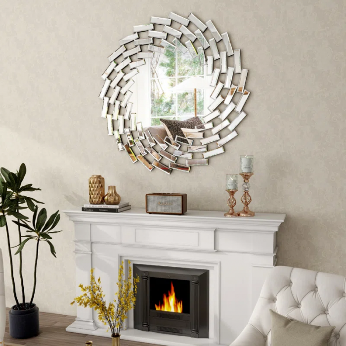 Freelon Sunburst Glass round Wall Mirror - Image 5
