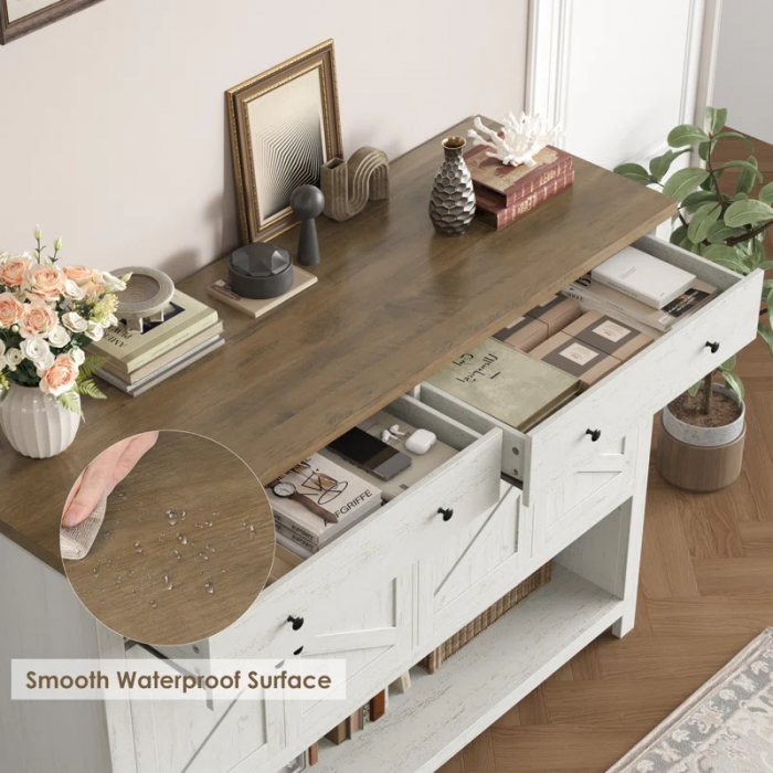 55.1" Upgraded Console Table, Entryway Table with Open Shelf - Image 9