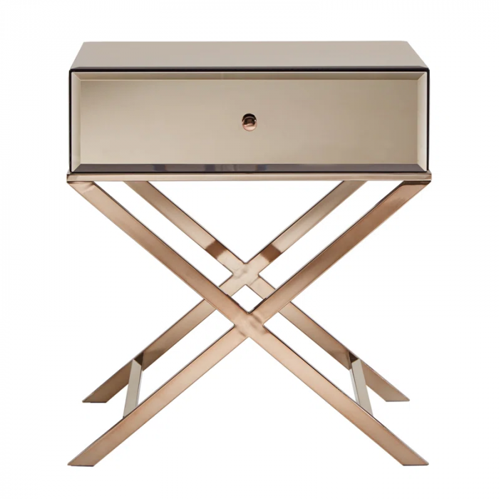 Nyasha Mirrored Glass Top End Table with Storage - Image 7